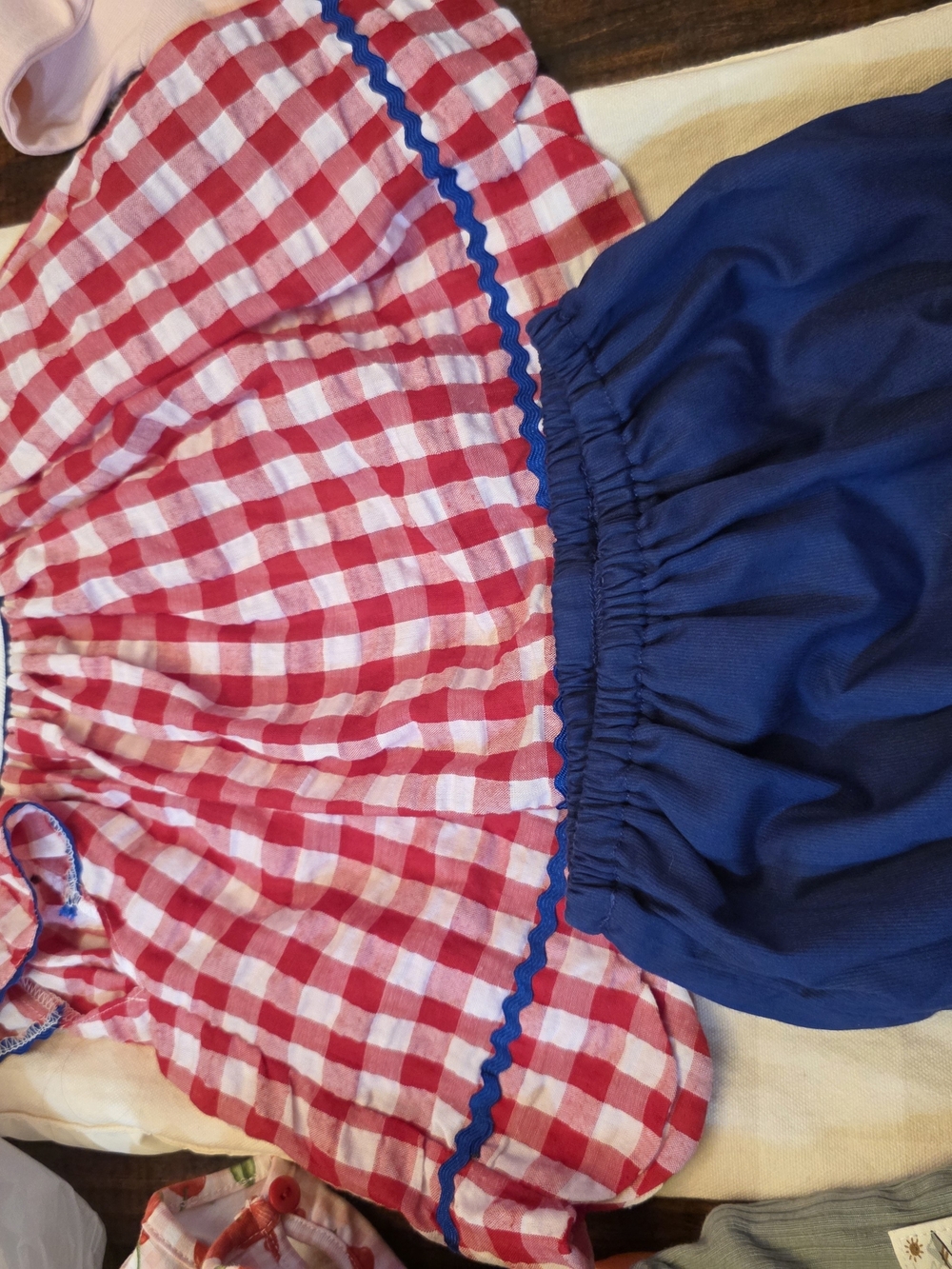 Girls Red Gingham Top with Navy Skort Set - Classic Summer Playwear